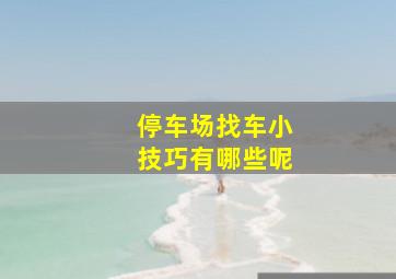 停车场找车小技巧有哪些呢