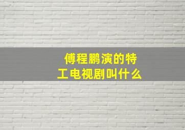 傅程鹏演的特工电视剧叫什么