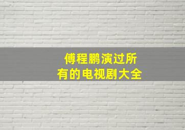 傅程鹏演过所有的电视剧大全