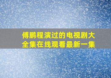 傅鹏程演过的电视剧大全集在线观看最新一集