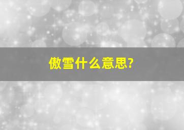 傲雪什么意思?