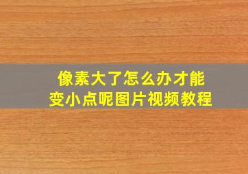 像素大了怎么办才能变小点呢图片视频教程