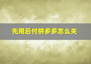 先用后付拼多多怎么关