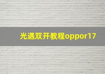 光遇双开教程oppor17