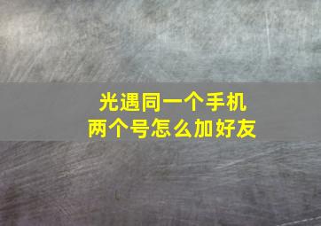 光遇同一个手机两个号怎么加好友