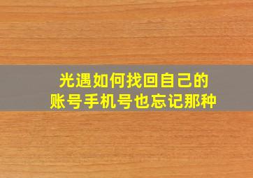 光遇如何找回自己的账号手机号也忘记那种