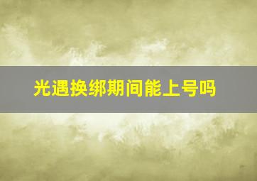 光遇换绑期间能上号吗