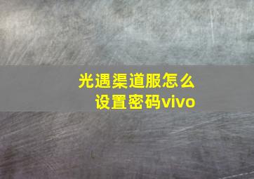 光遇渠道服怎么设置密码vivo