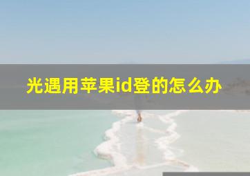 光遇用苹果id登的怎么办