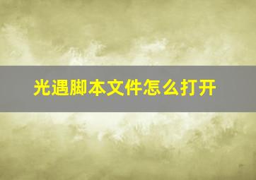 光遇脚本文件怎么打开