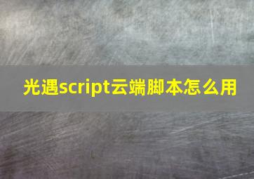 光遇script云端脚本怎么用