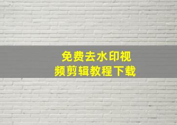 免费去水印视频剪辑教程下载