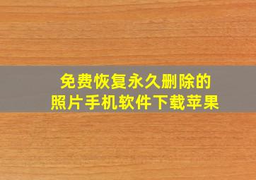 免费恢复永久删除的照片手机软件下载苹果