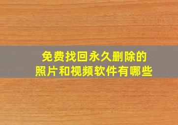 免费找回永久删除的照片和视频软件有哪些