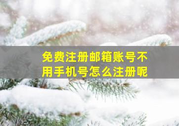 免费注册邮箱账号不用手机号怎么注册呢