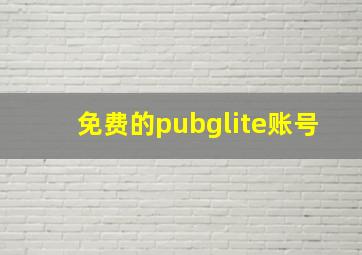 免费的pubglite账号