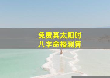 免费真太阳时八字命格测算