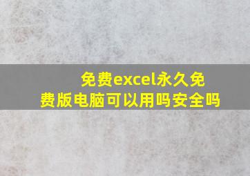 免费excel永久免费版电脑可以用吗安全吗