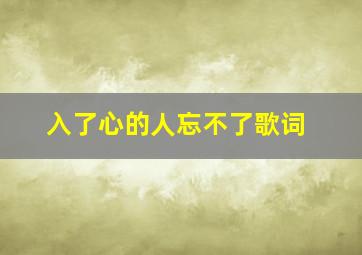 入了心的人忘不了歌词