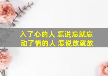 入了心的人 怎说忘就忘 动了情的人 怎说放就放