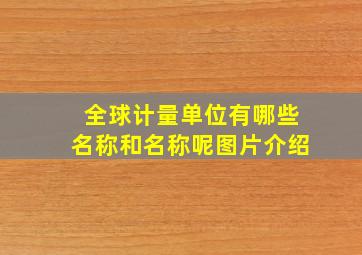 全球计量单位有哪些名称和名称呢图片介绍