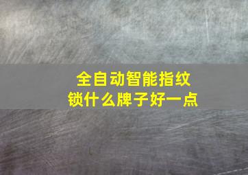 全自动智能指纹锁什么牌子好一点