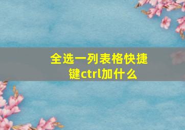 全选一列表格快捷键ctrl加什么