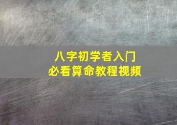 八字初学者入门必看算命教程视频