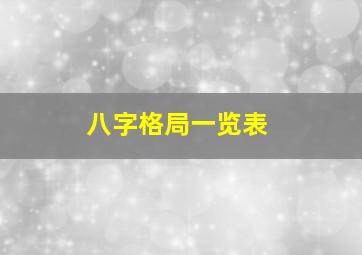 八字格局一览表