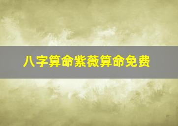 八字算命紫薇算命免费