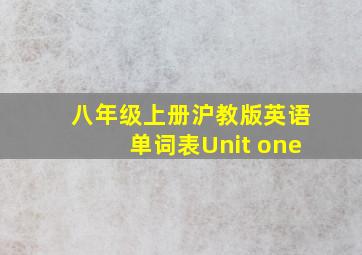 八年级上册沪教版英语单词表Unit one