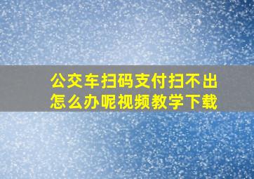 公交车扫码支付扫不出怎么办呢视频教学下载