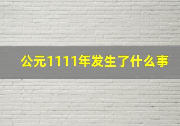 公元1111年发生了什么事