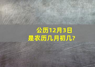 公历12月3日是农历几月初几?