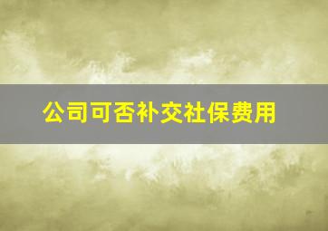 公司可否补交社保费用