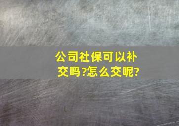 公司社保可以补交吗?怎么交呢?