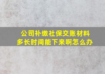 公司补缴社保交账材料多长时间能下来啊怎么办