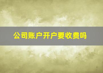 公司账户开户要收费吗