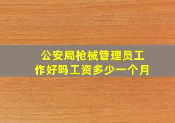 公安局枪械管理员工作好吗工资多少一个月