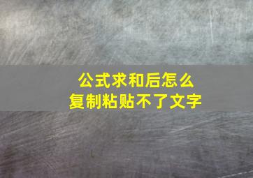 公式求和后怎么复制粘贴不了文字