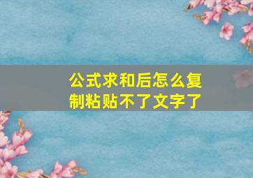 公式求和后怎么复制粘贴不了文字了