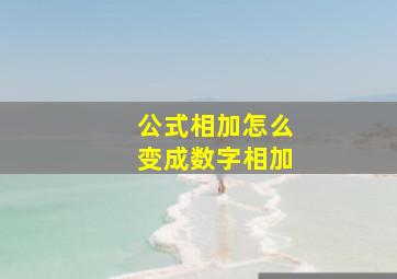 公式相加怎么变成数字相加