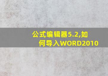 公式编辑器5.2,如何导入WORD2010