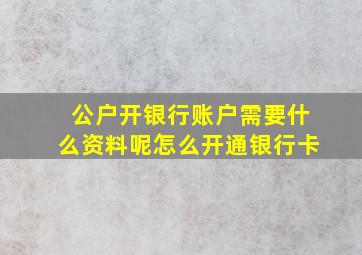 公户开银行账户需要什么资料呢怎么开通银行卡