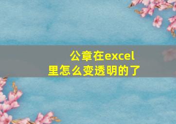 公章在excel里怎么变透明的了