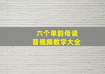 六个单韵母读音视频教学大全