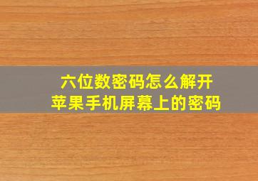 六位数密码怎么解开苹果手机屏幕上的密码