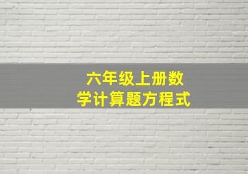 六年级上册数学计算题方程式