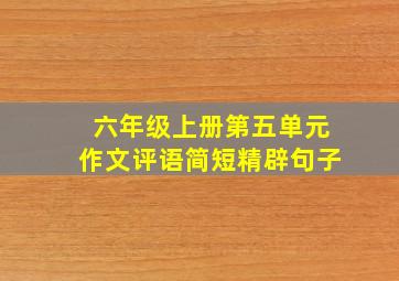 六年级上册第五单元作文评语简短精辟句子