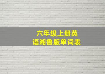 六年级上册英语湘鲁版单词表